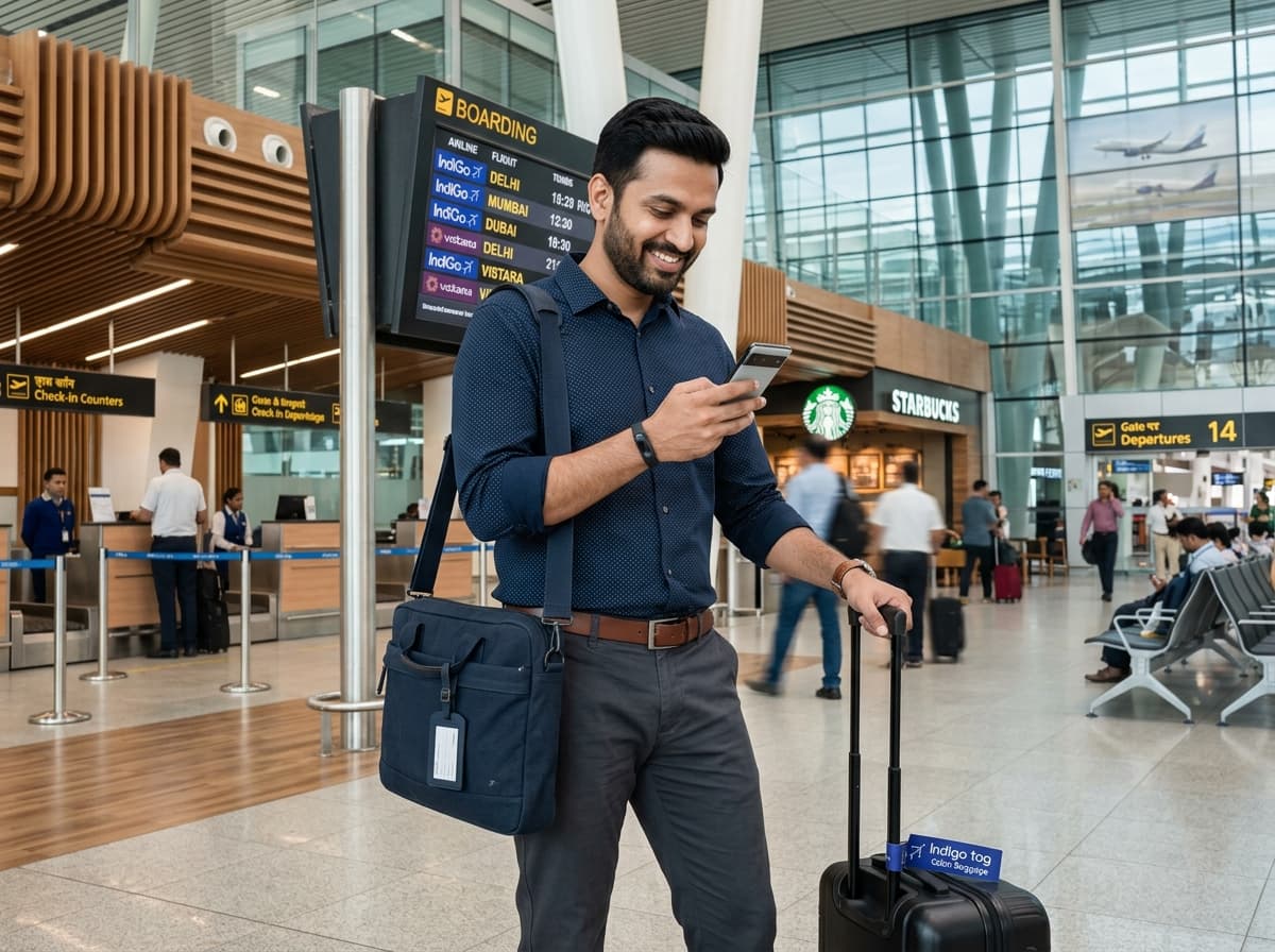 Traveler with phone